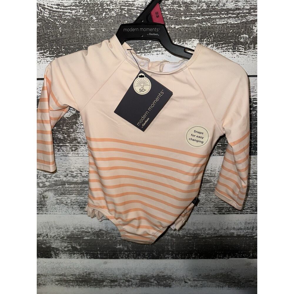 Gerber Modern Moments Striped Bow One Piece Swim Suit 18m